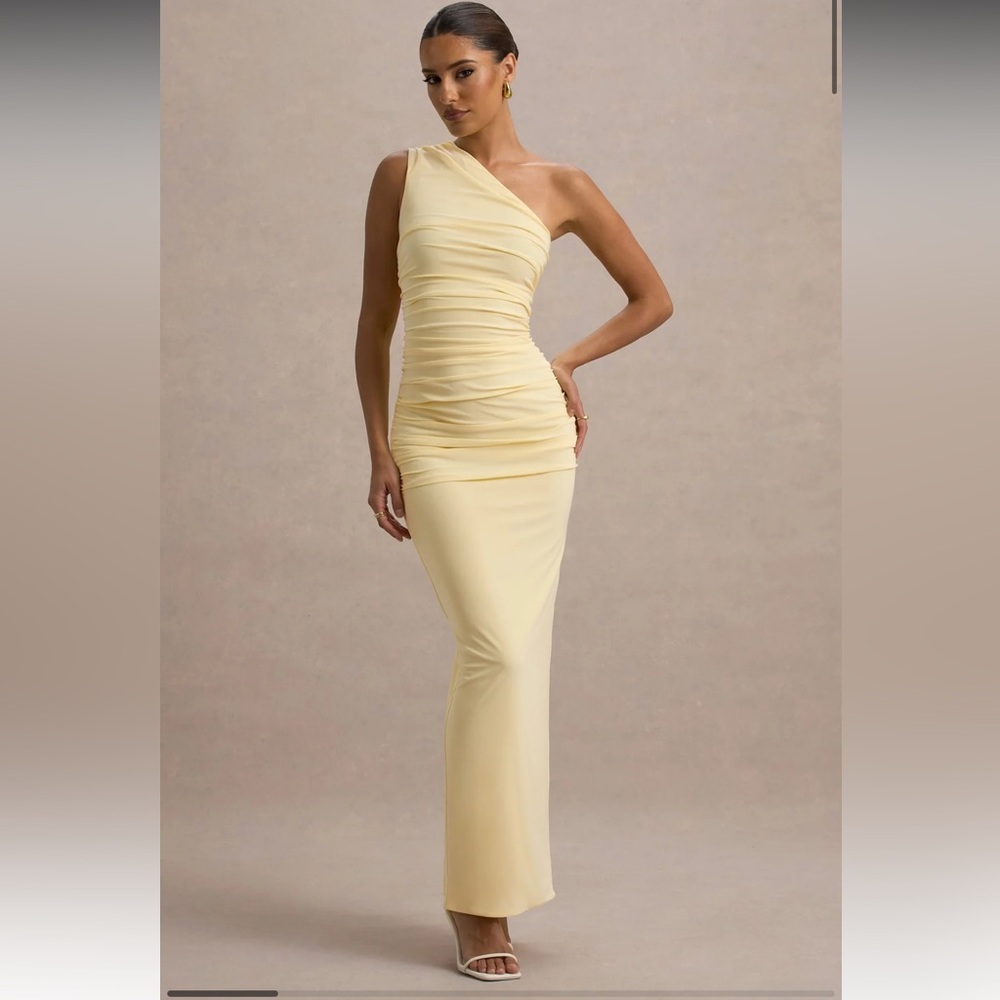 Club L London Dalarie One-Shoulder Yellow Dress